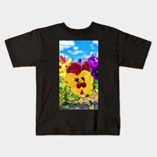 Yellow Viola Flower Kids T-Shirt